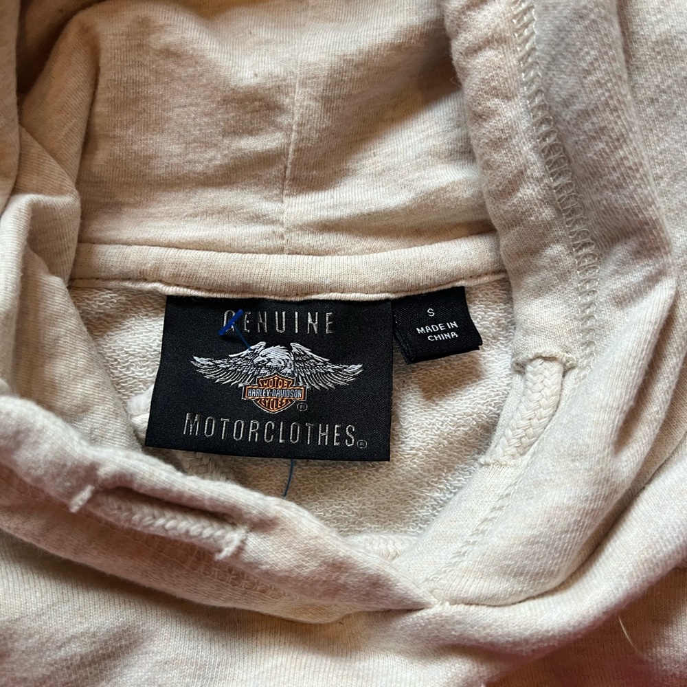 Harley-Davidson Y2K White Hoodie with Graphic Design, Sleeve Detailing - Picture 3 of 3